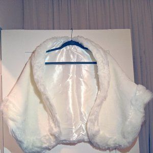 White faux-fur wrap